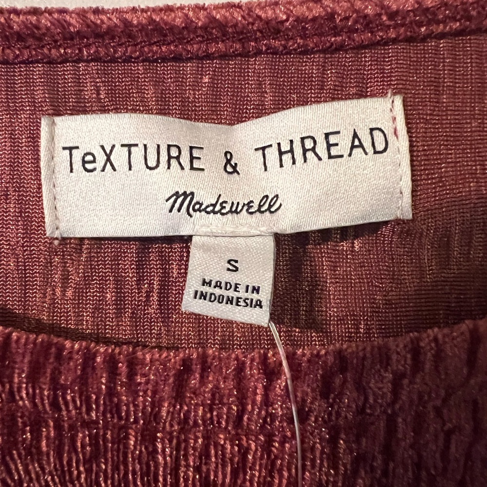 Madewell velvet crinkle top with wide sleeves NWOT-Small - Picture 5 of 7